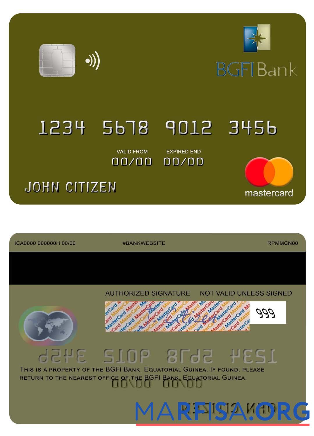 Downloadable Equatorial Guinea BGFI Bank mastercard download for verification